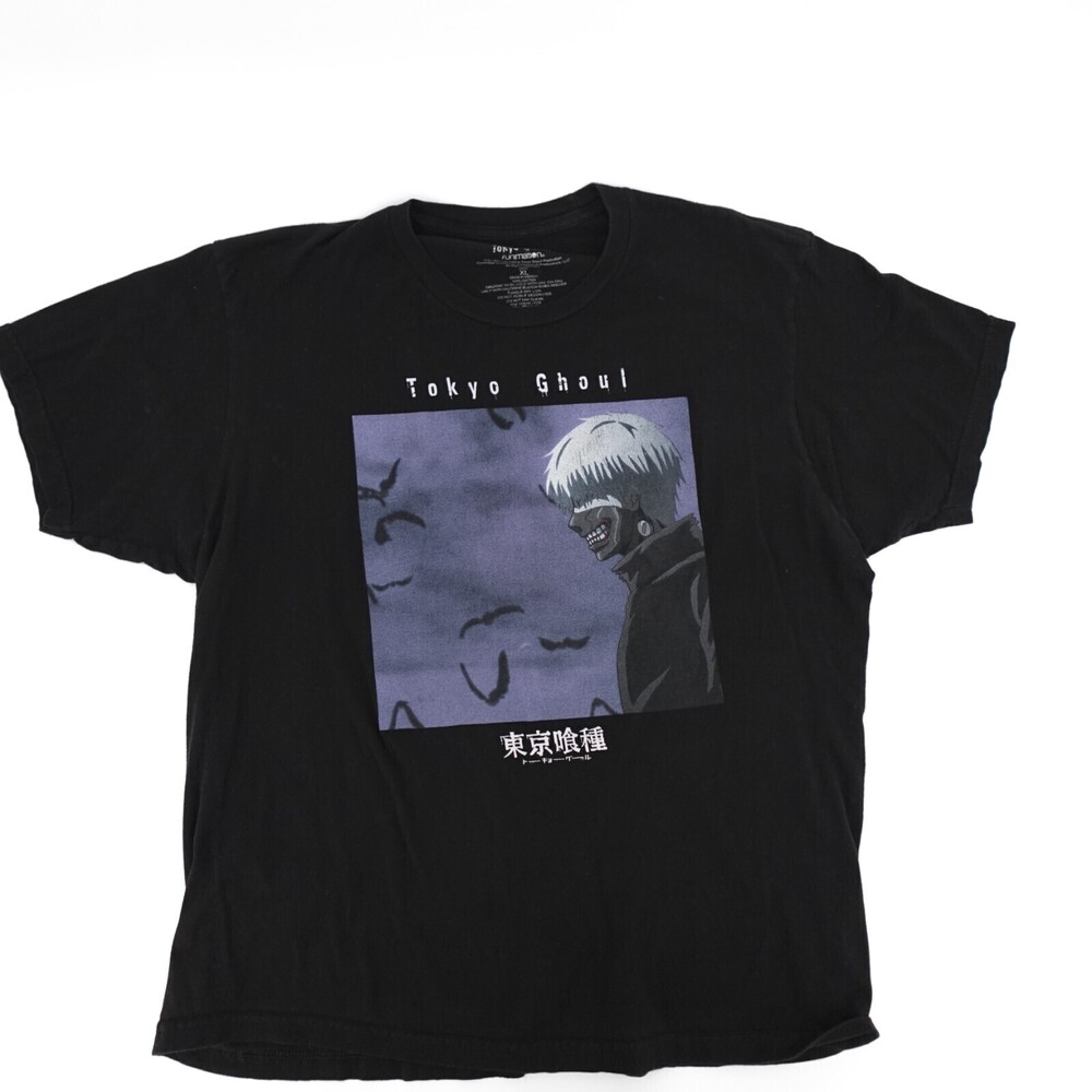 Tokyo Ghoul Shirt Adult Extra large Black Anime Silk Screen Funimation kaneki